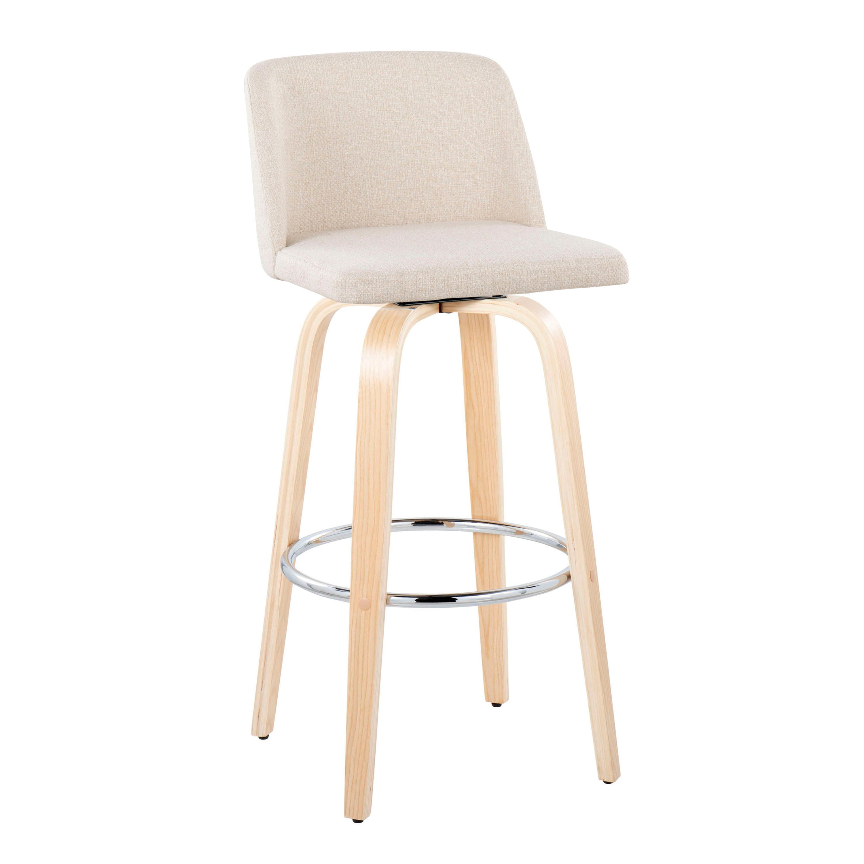 Toriano - Contemporary Fixed Height Barstool &amp; Swivel With Round Footrest (Set of 2)
