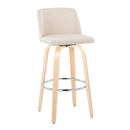 Toriano - Contemporary Fixed Height Barstool &amp; Swivel With Round Footrest (Set of 2)