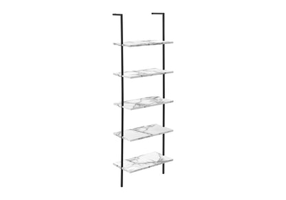 Bookshelf, Bookcase, Etagere, Ladder, 5 Tier, For Office, Marble Look Contemporary &amp; Modern