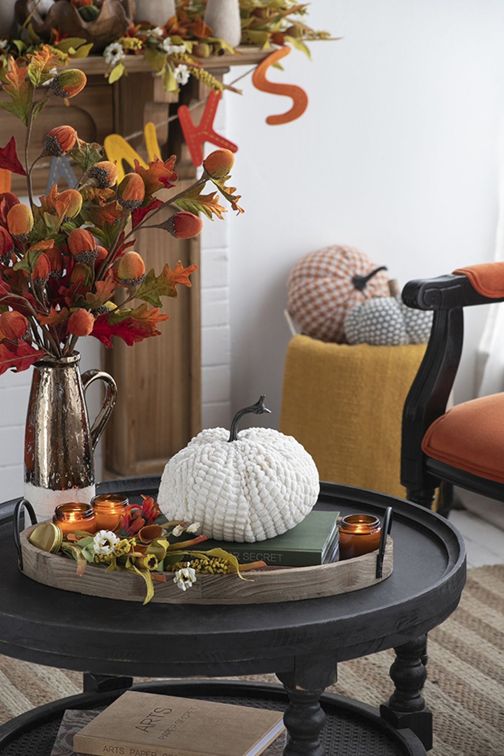 Chenille Weighted Pumpkin Ornament Decor For Holiday Harvest Festival Fall Festival &amp; Thanksgiving