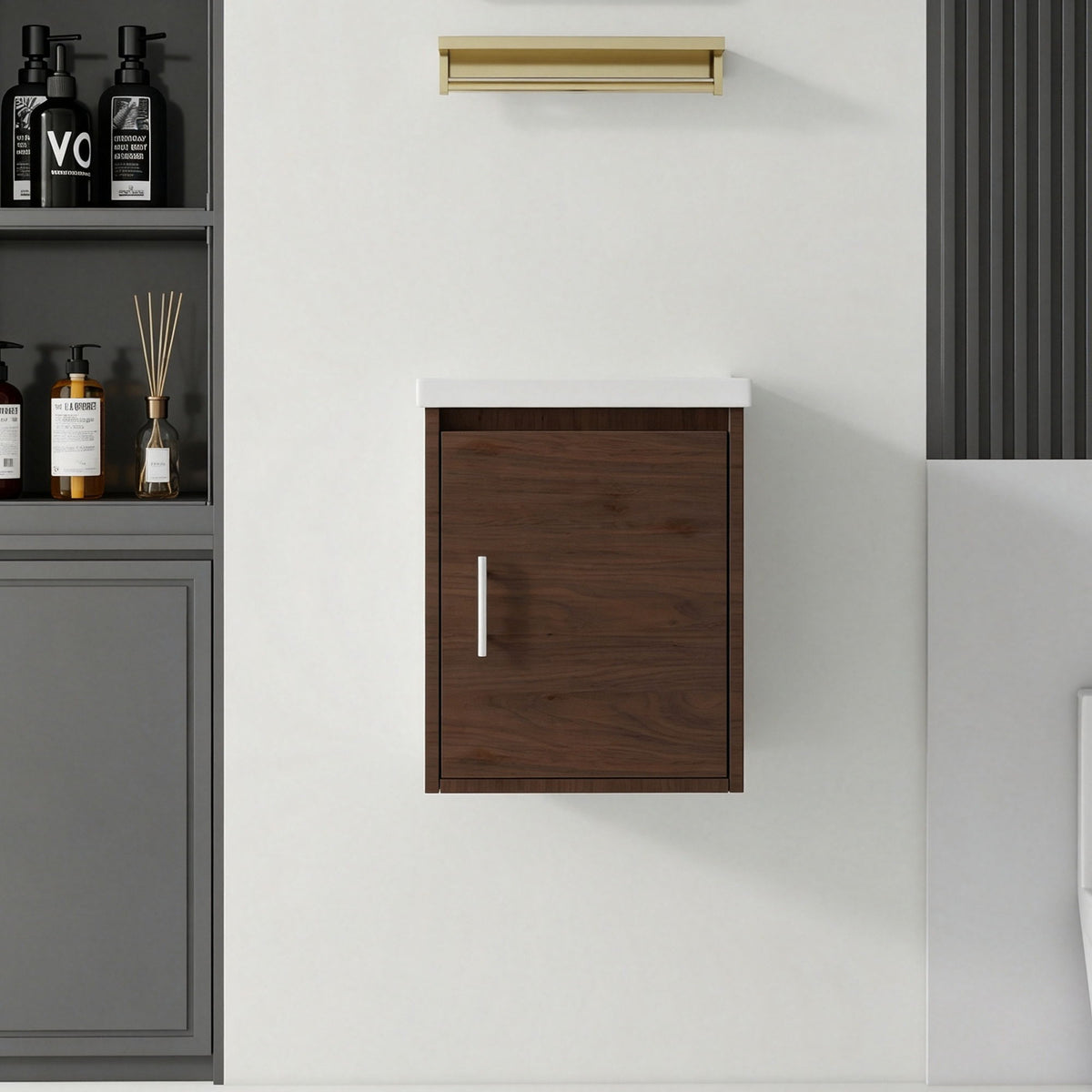 Floating Bathroom Vanity Combo, Wall Mounted Cabinet With Sink &amp; Soft Close Doors For Small Bathrooms