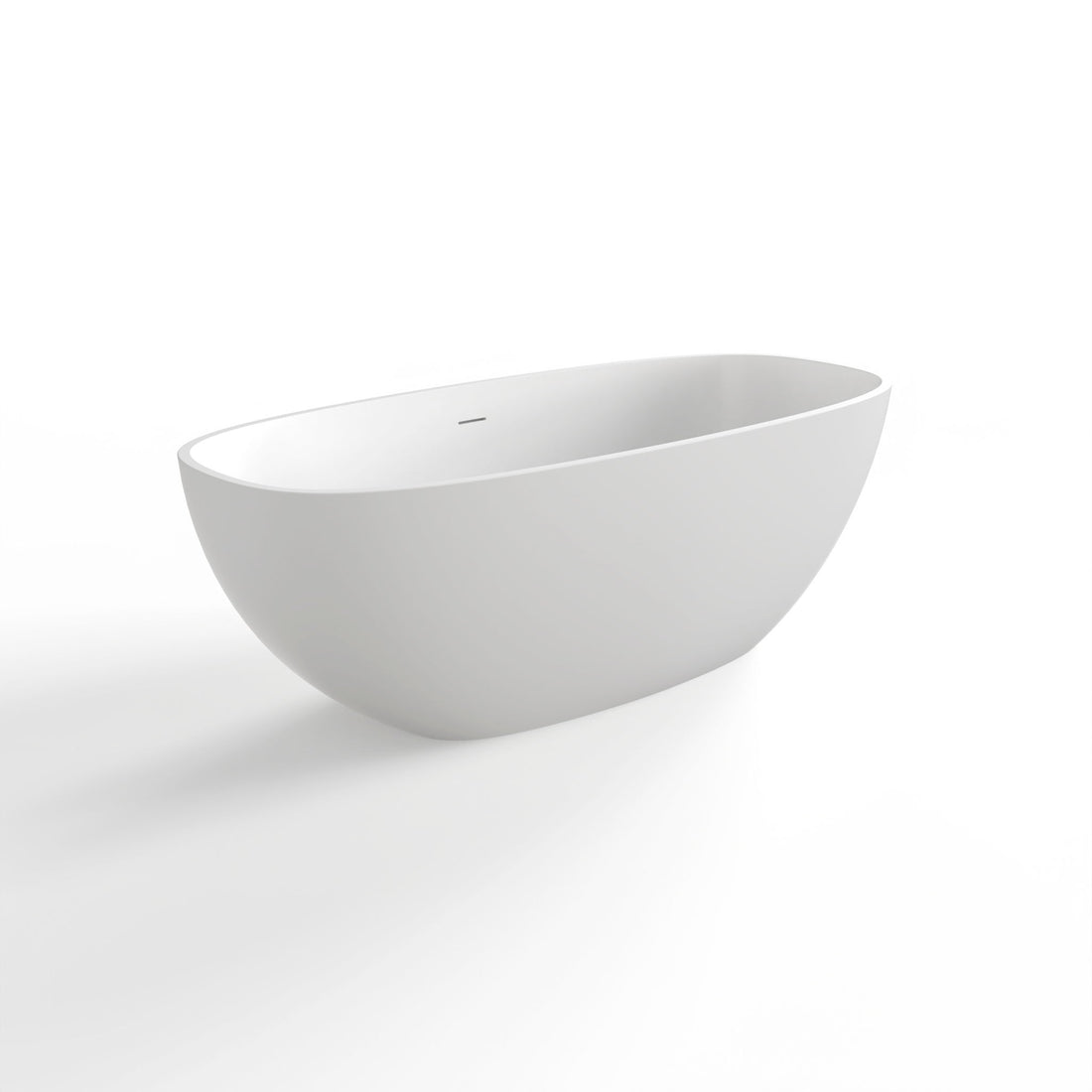 Soaking Bathtub, Freestanding, Solid Surface - Matte White