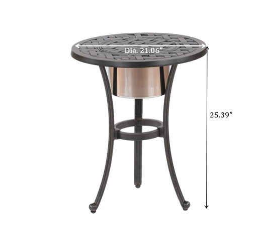 21&quot; Cast Aluminum Round Table With Ice Bucket