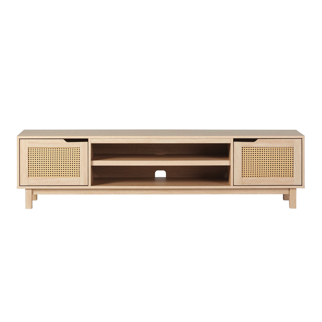 Modern Door Low TV Stand For TVs Up To 80&quot; - Coastal Oak