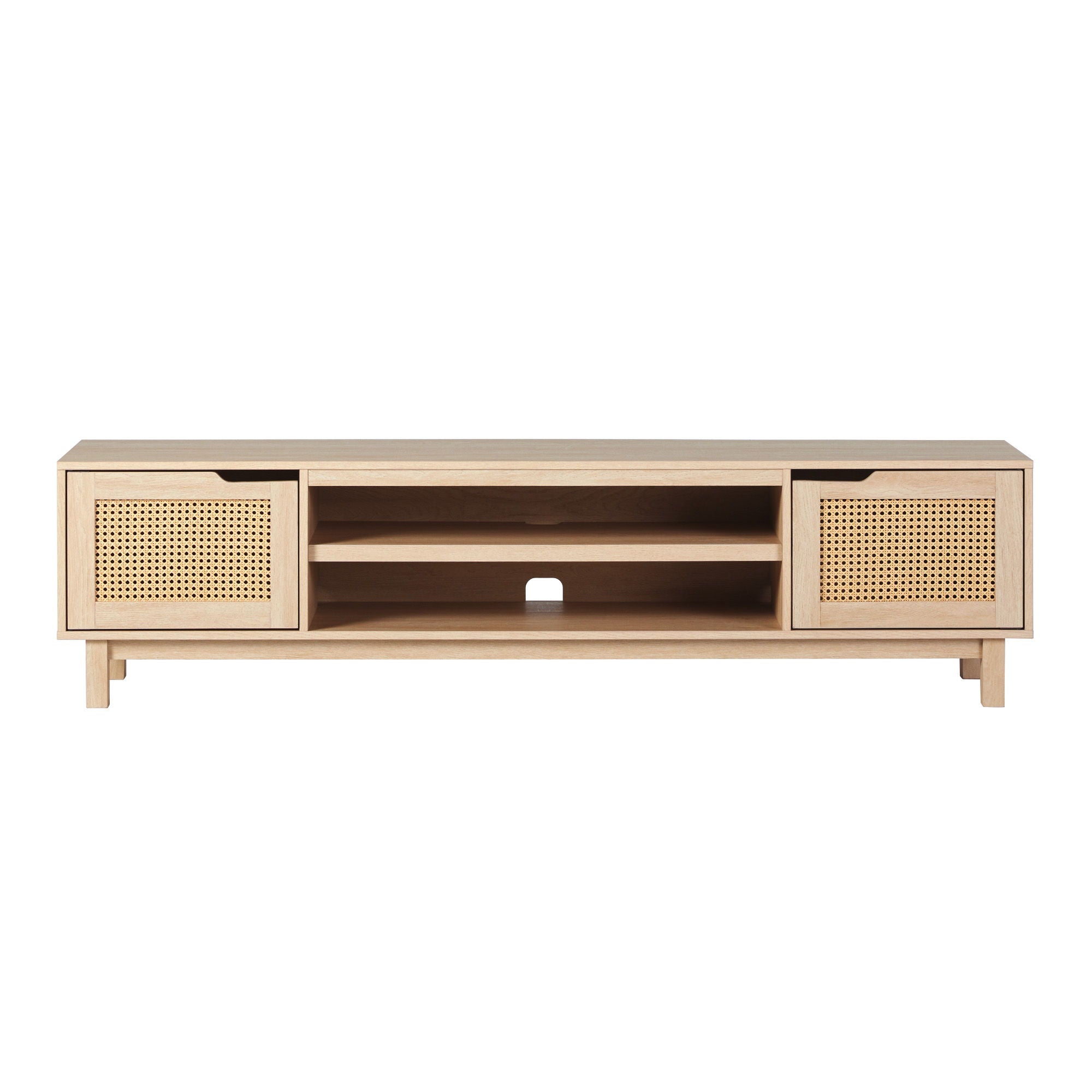 Modern Door Low TV Stand For TVs Up To 80&quot; - Coastal Oak