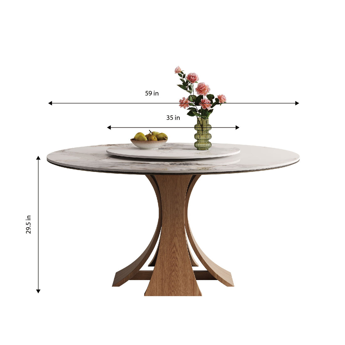 Dining Table With 35&quot; Turntable, Seats 6 - 8 - White