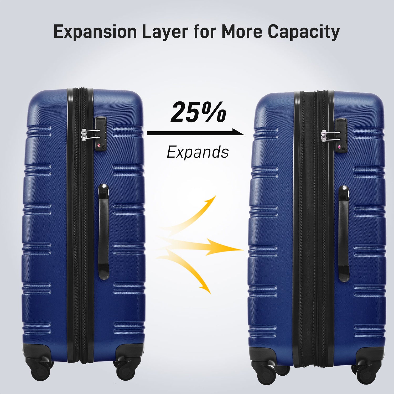 3 Piece Luggage Set Hardside Spinner Suitcase With Tsa Lock 20&quot; 24&quot; 28&quot; Available