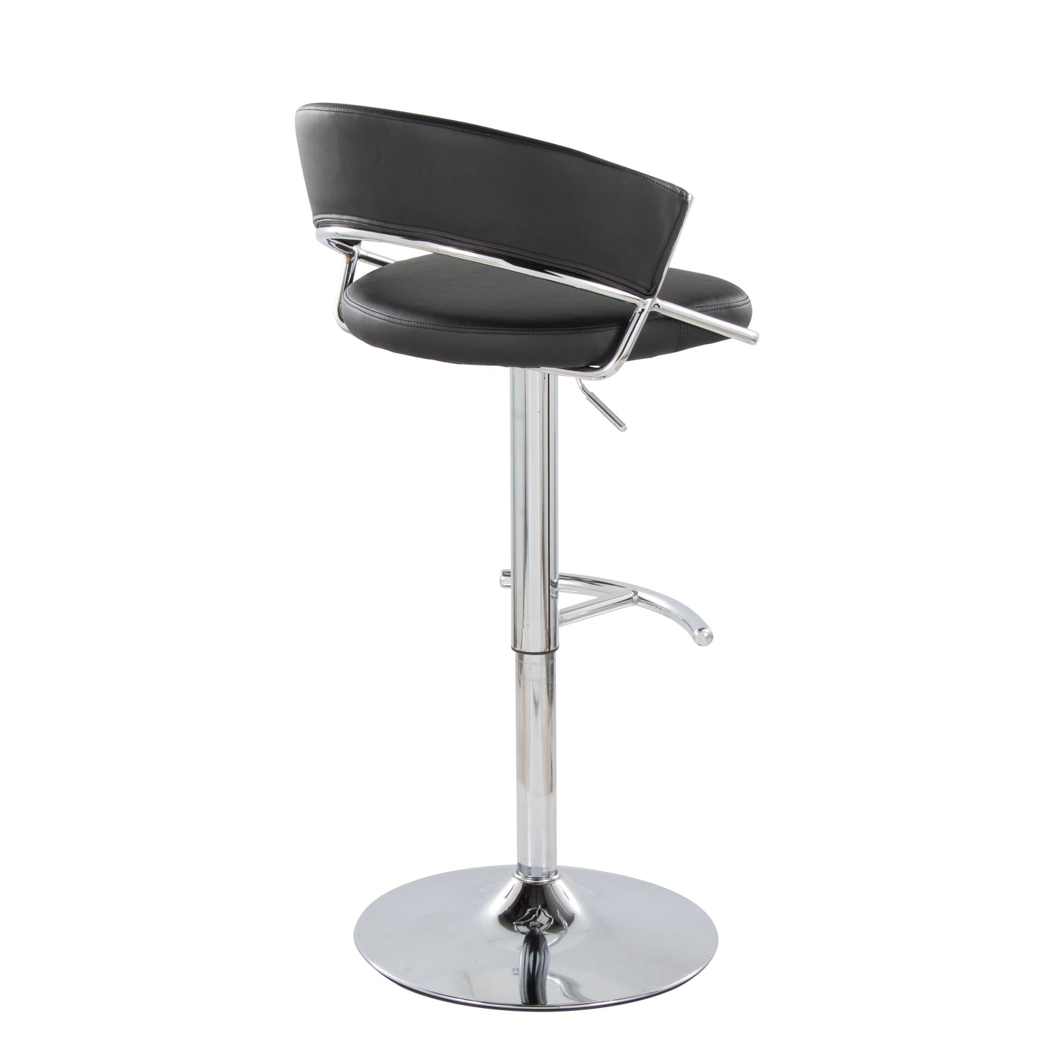 Jie - Contemporary Adjustable Barstool With Swivel &amp; Rounded T Footrest (Set of 2)