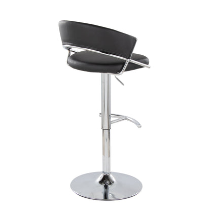 Jie - Contemporary Adjustable Barstool With Swivel &amp; Rounded T Footrest (Set of 2)