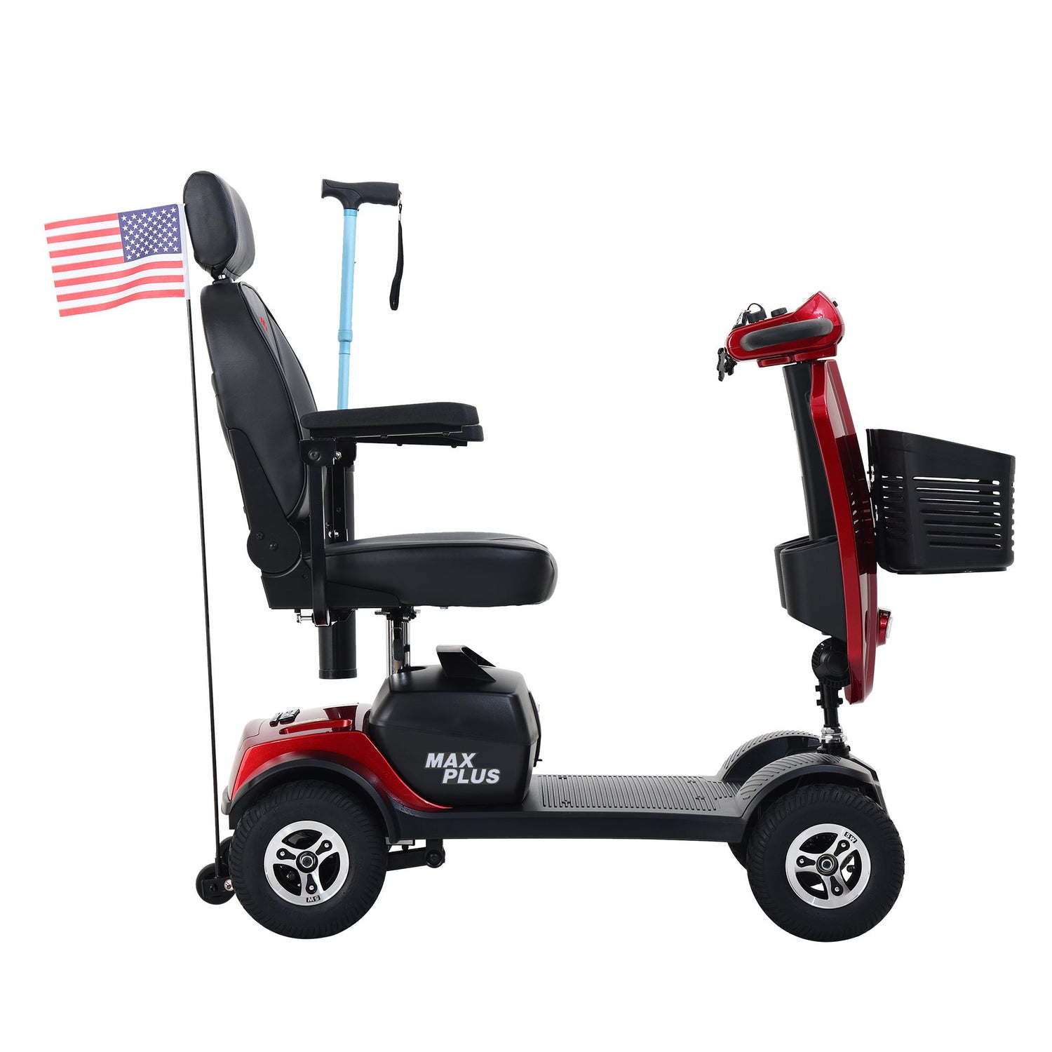 Max Plus - 4 Wheels Outdoor Compact Mobility Scooter With 2 Pieces X 20Ah Lead Acid Battery, 16 Miles, Cup Holders &amp; USB Charger Port
