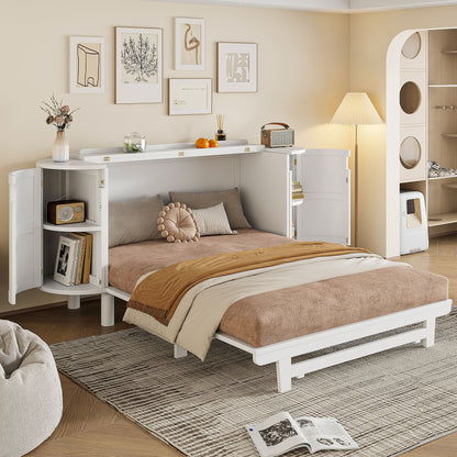 Murphy Bed With Hidden Storage &amp; Modern Woven Design