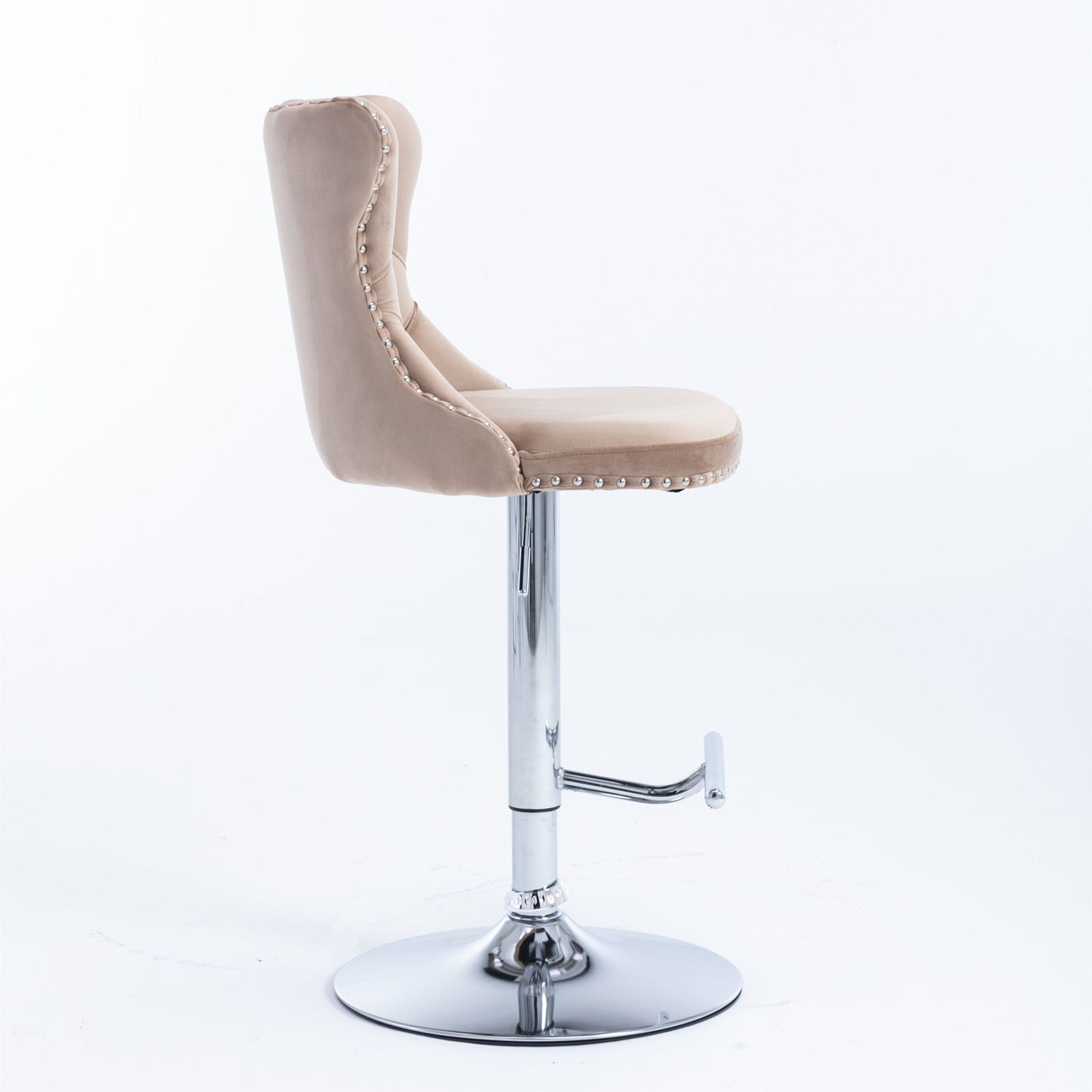 Swivel Velvet Barstools Adjusatble Seat Height From 25-33&quot;, Modern Upholstered Chrome Base Bar Stools With Backs Comfortable Tufted For Home Pub And Kitchen Island (Set of 2)