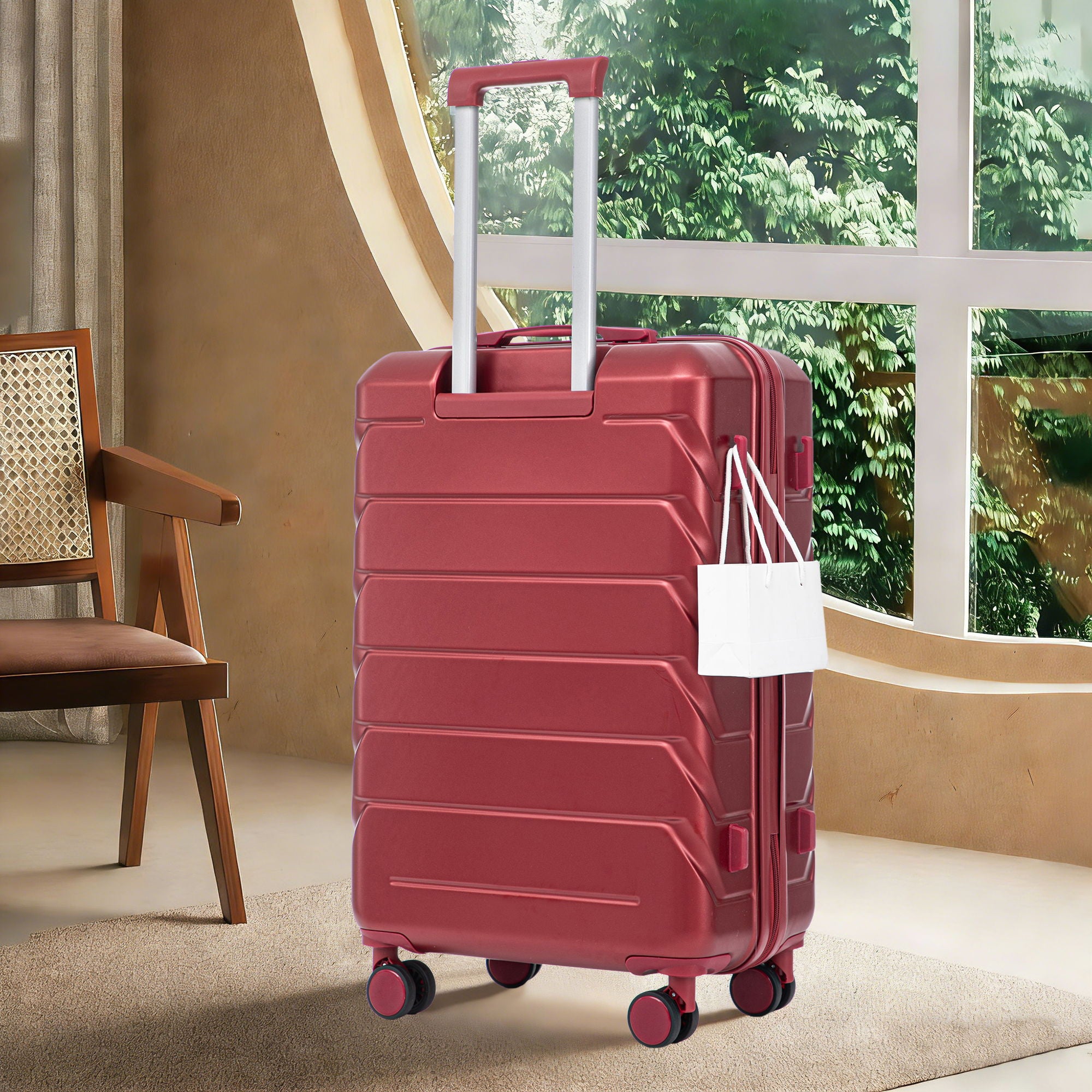 Hard Shell Luggage With Scratch Resistant Surface, 4 Wheels, Combination Lock &amp; Side Hooks