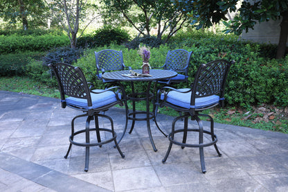 Round 41.97&quot; Long Bar Height Dining Set With Cushions