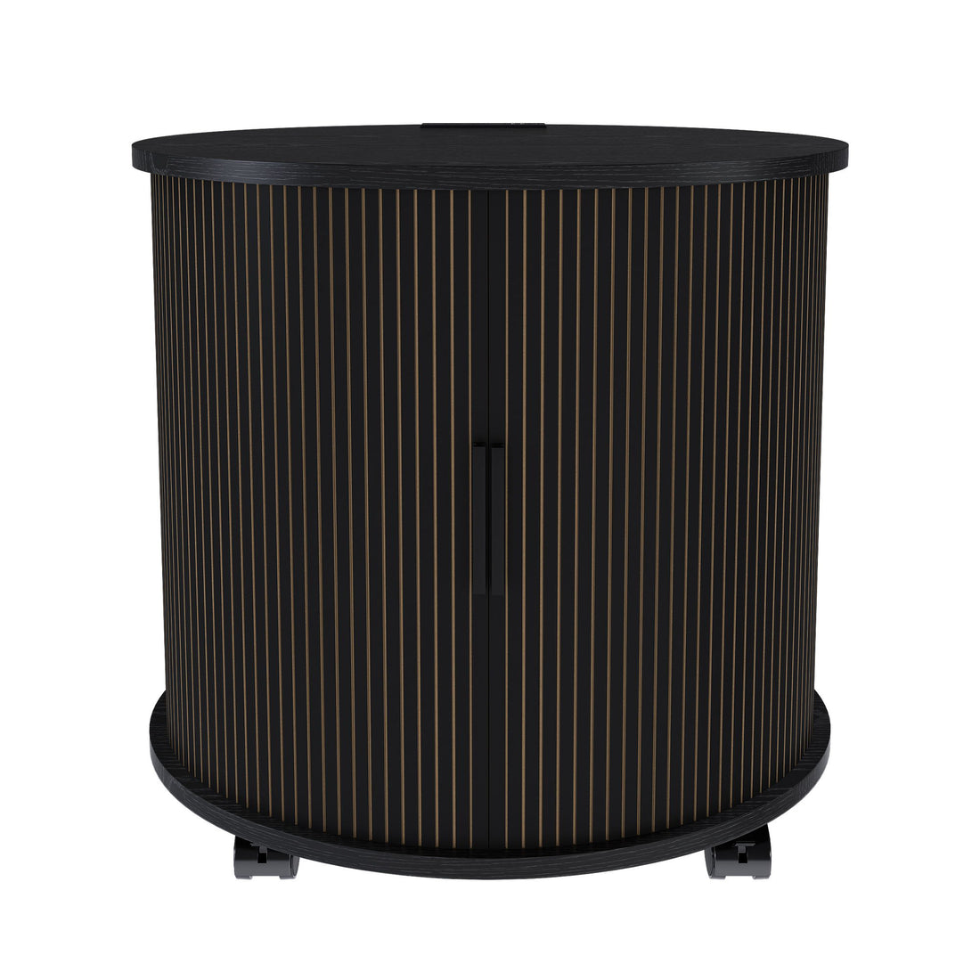 Cylinder Nightstand With Charging Station &amp; Sliding Door