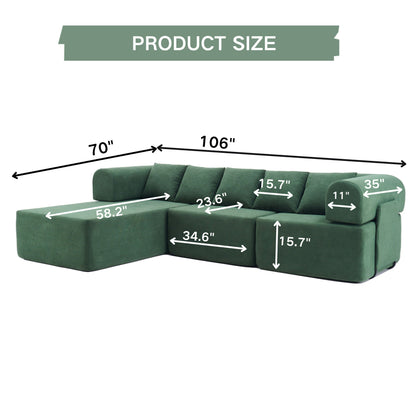 Modular L-Shaped Sectional Sofa With Deep Seat, Movable Chaise &amp; 5 Pillows