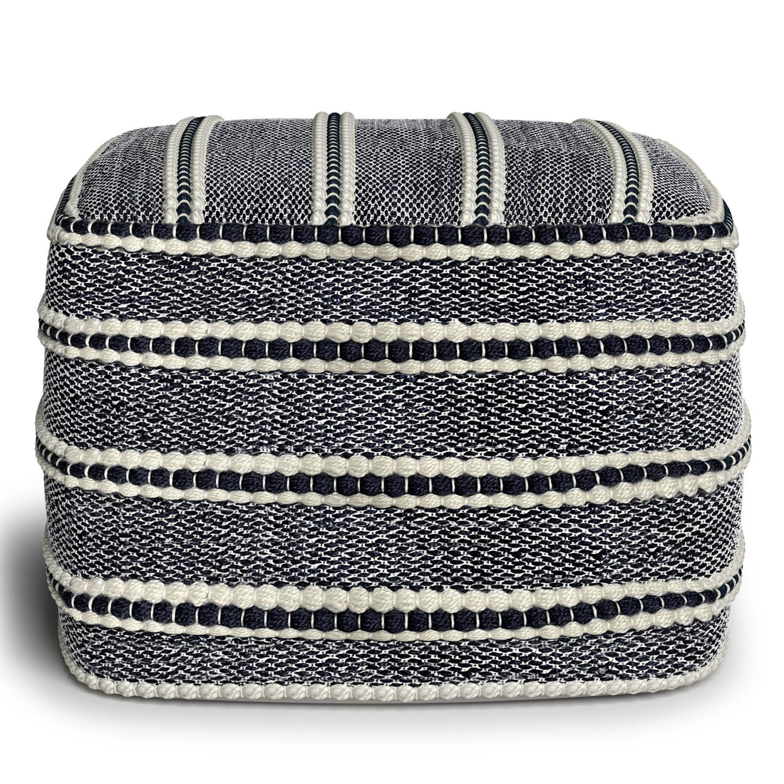 Corrie - Square Outdoor / Indoor Pouf - Navy / White