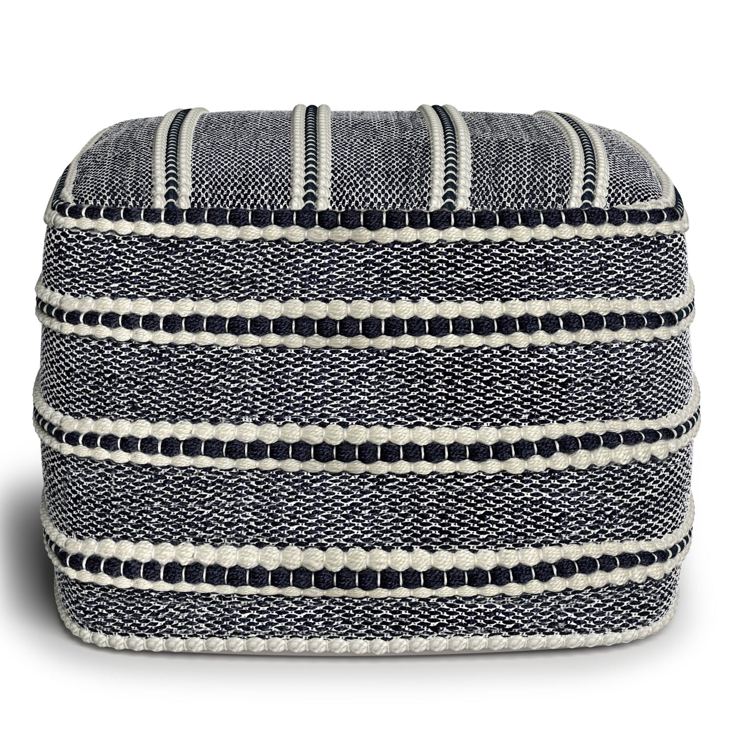 Corrie - Square Outdoor / Indoor Pouf - Navy / White