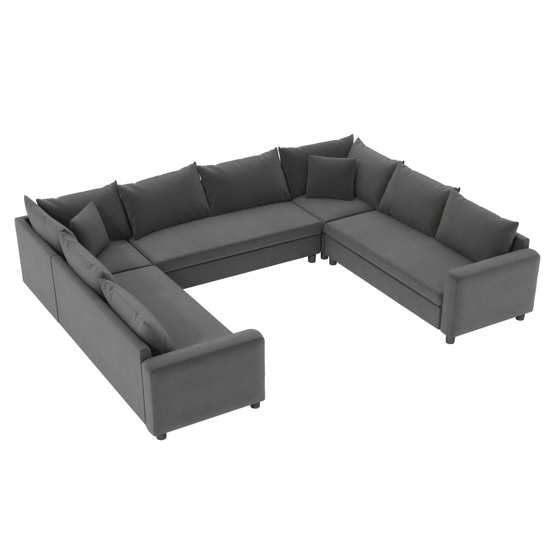 Modular Sectional Reversible U Shaped Couch Set, Free Combination Minimalist Style, Oversized 8 Seat Convertible Sofa