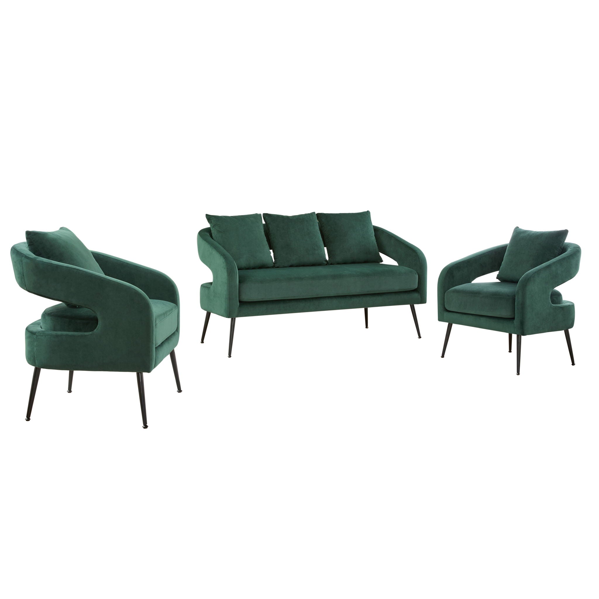 3 Piece Living Room Set, Loveseat &amp; 2 Accent Chairs