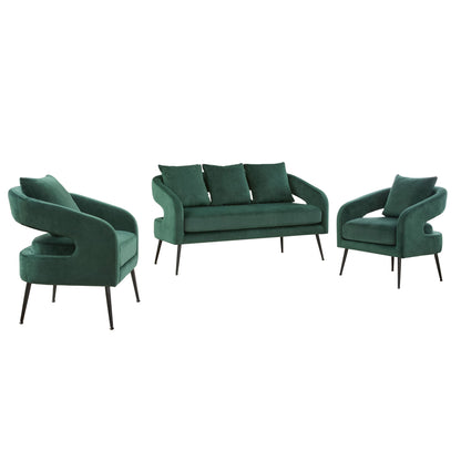 3 Piece Living Room Set, Loveseat &amp; 2 Accent Chairs