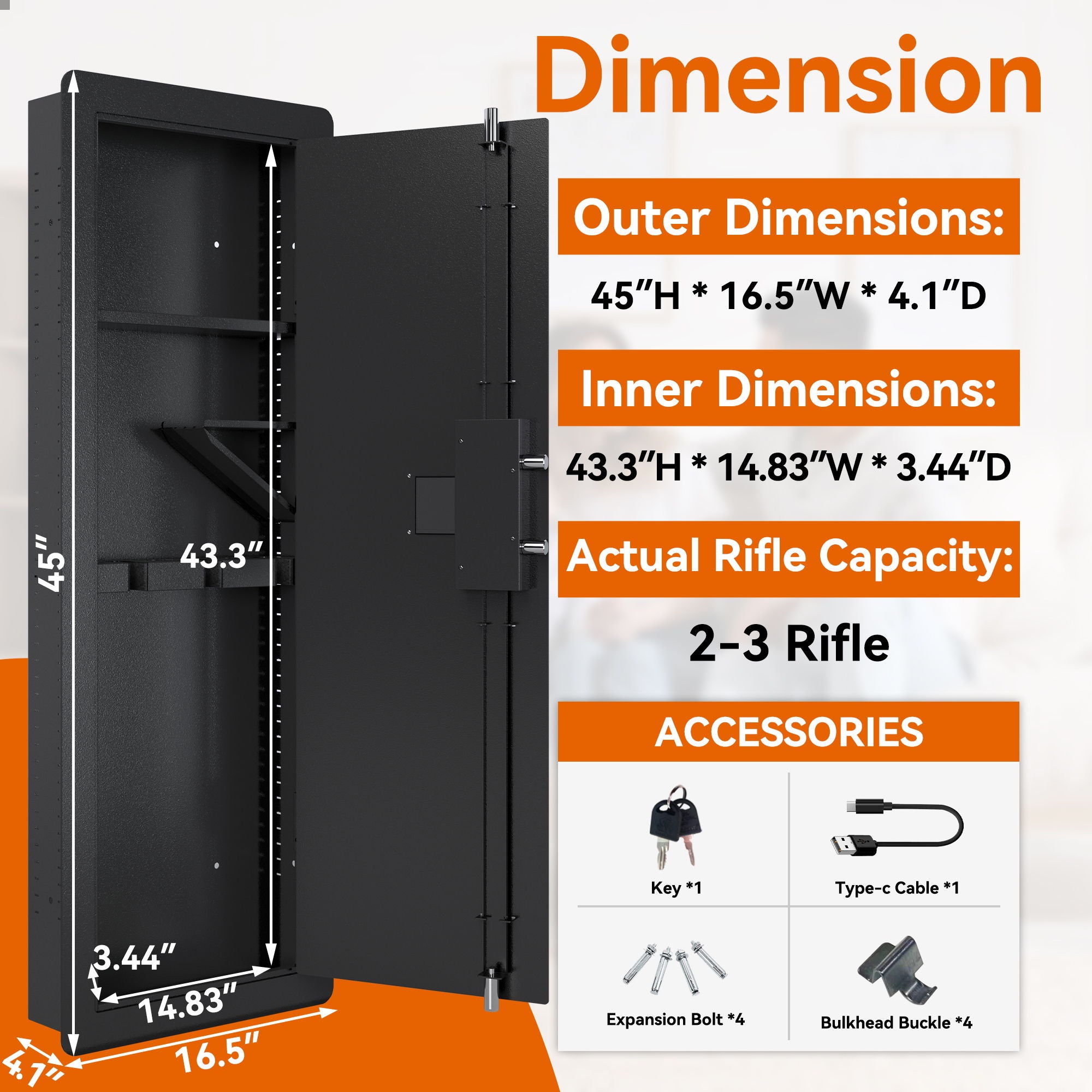 Wall Gun Safe, Gun Safes For Home, Gun Safes &amp; Cabinets, Wall Safes Between The Studs, Quick Access Rifle Safe With Removable Shelf And Digital Keypad
