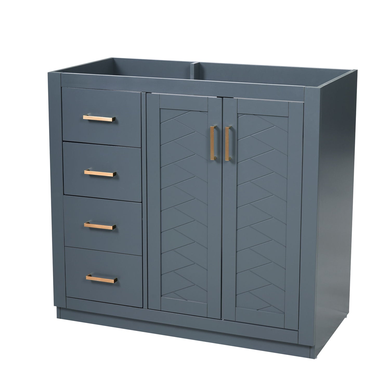 Retro Style Bathroom Vanity, 3 Drawers &amp; Soft Closing Doors