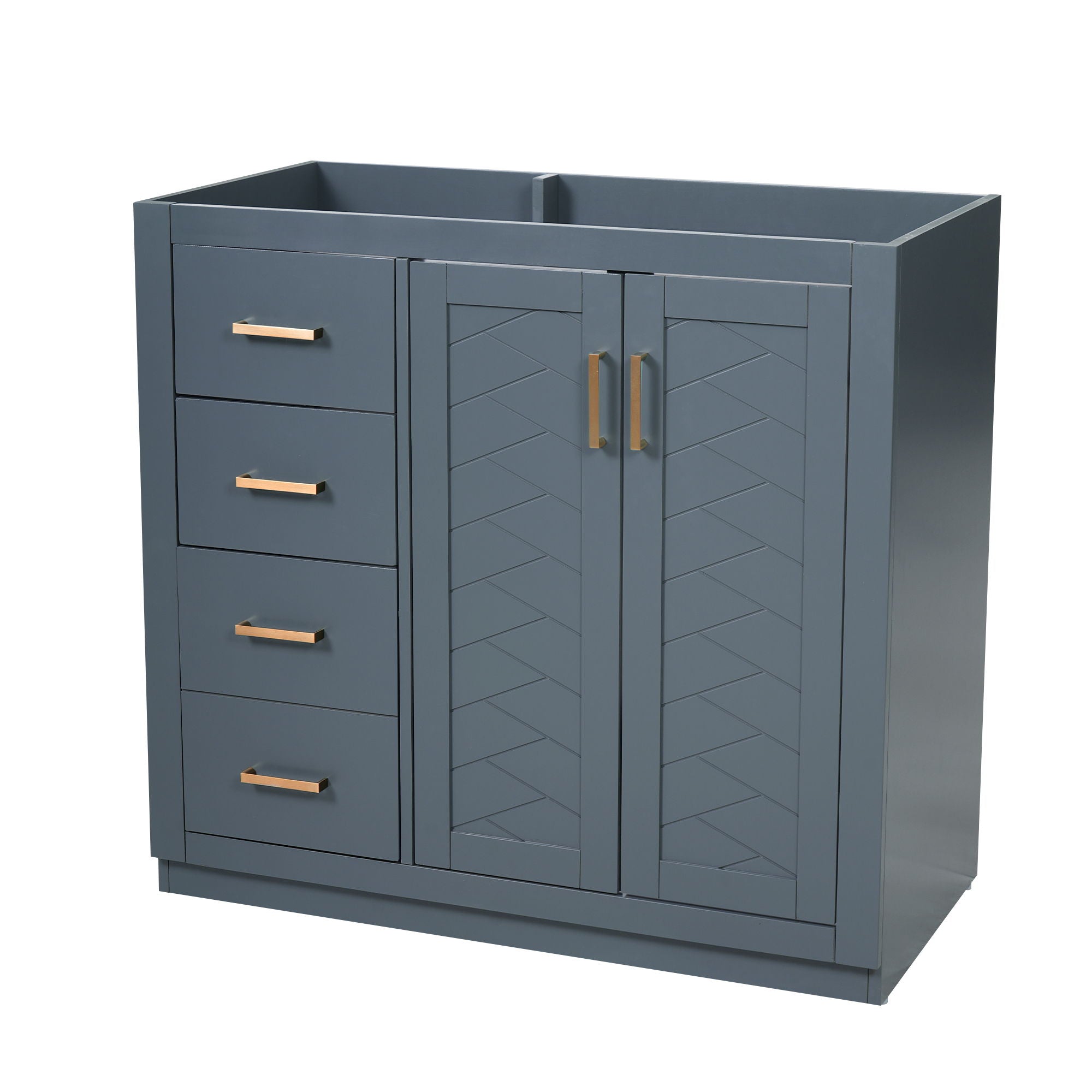 Retro Style Bathroom Vanity, 3 Drawers &amp; Soft Closing Doors