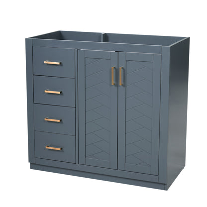 Retro Style Bathroom Vanity, 3 Drawers &amp; Soft Closing Doors