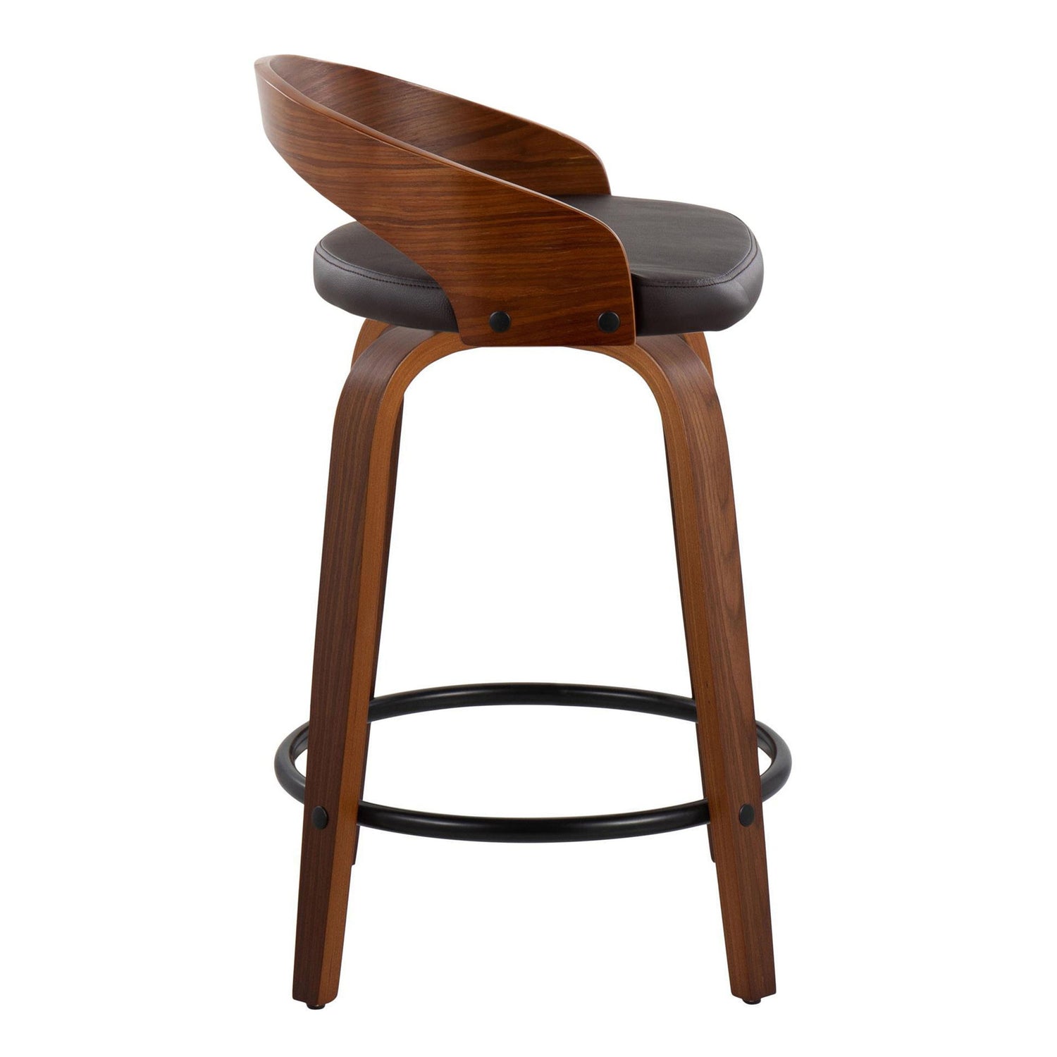 Grotto - Mid-Century Modern Fixed Height Counter Stool &amp; Swivel With Round Footrest (Set of 2)