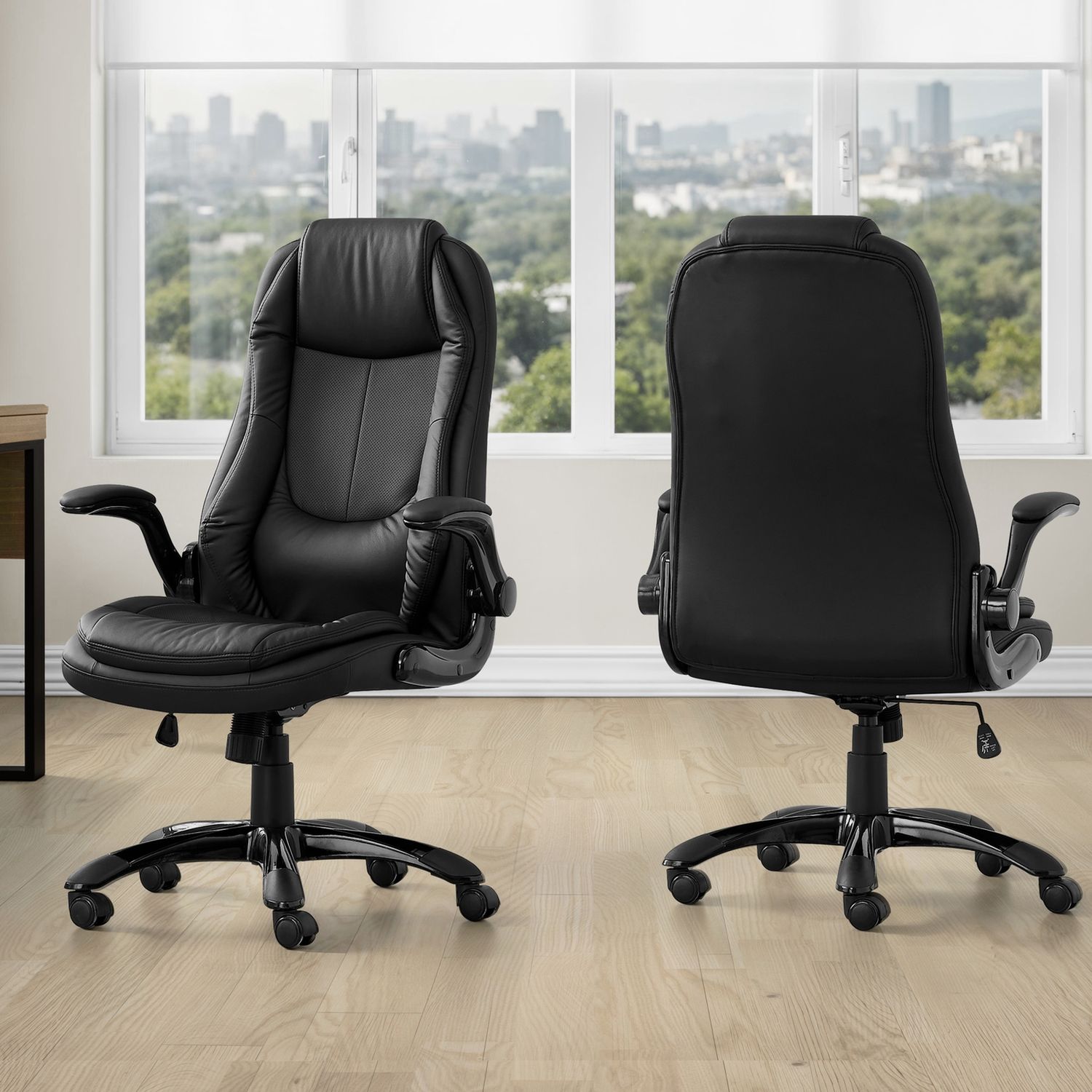 Office Chair, Adjustable Height, Swivel, Ergonomic, Armrests, Contemporary &amp; Modern - Black
