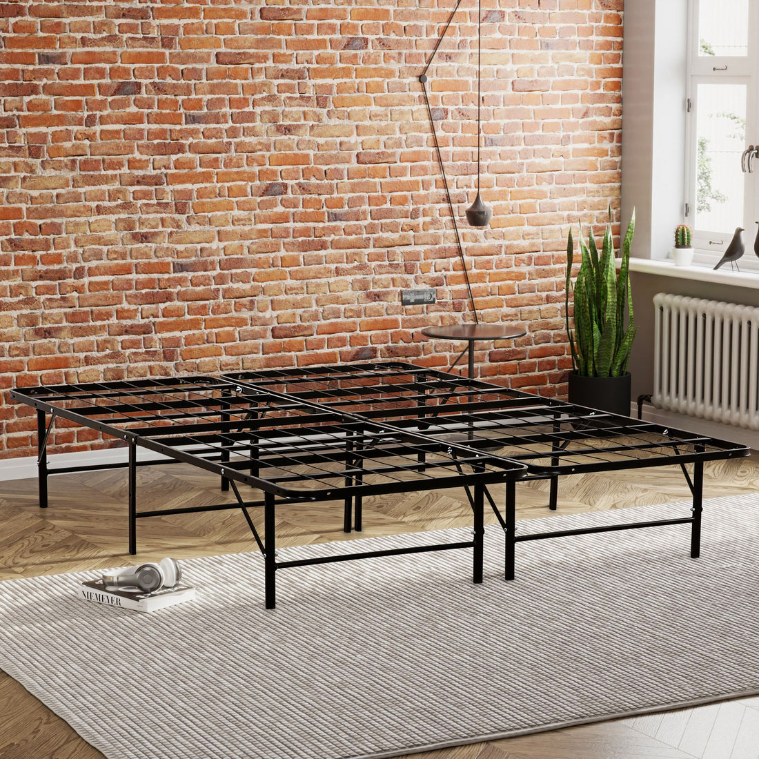 California King Size Bed Base, Mattress Foundation Bed Frame, Bedroom Furniture - Black