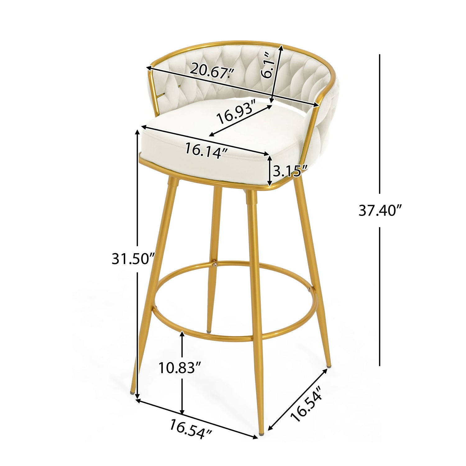 Modern Low Back Upholstered Counter Height Bar Stools (Set of 2)
