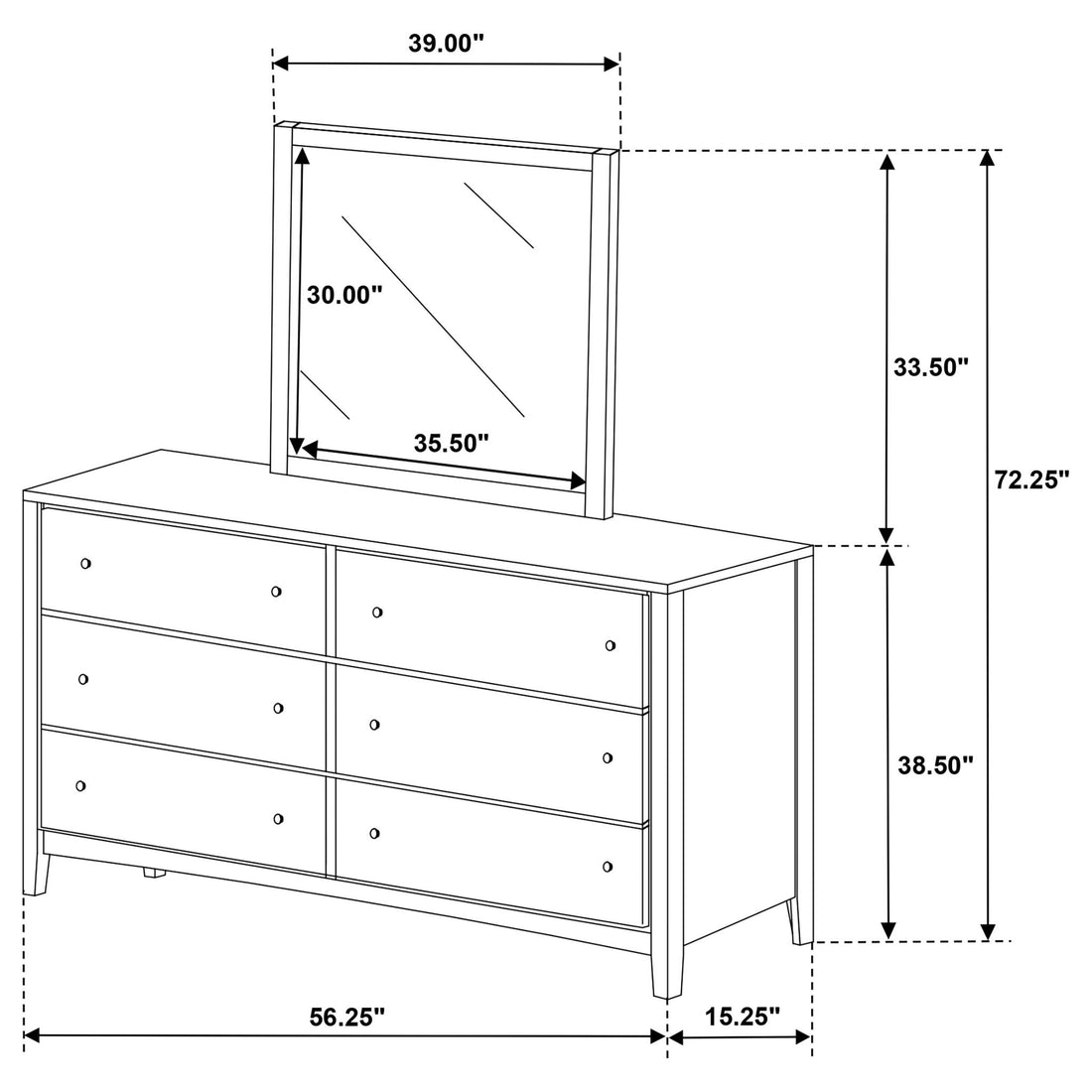 Clement - 6 Drawer Dresser With Mirror - Dark Coffee