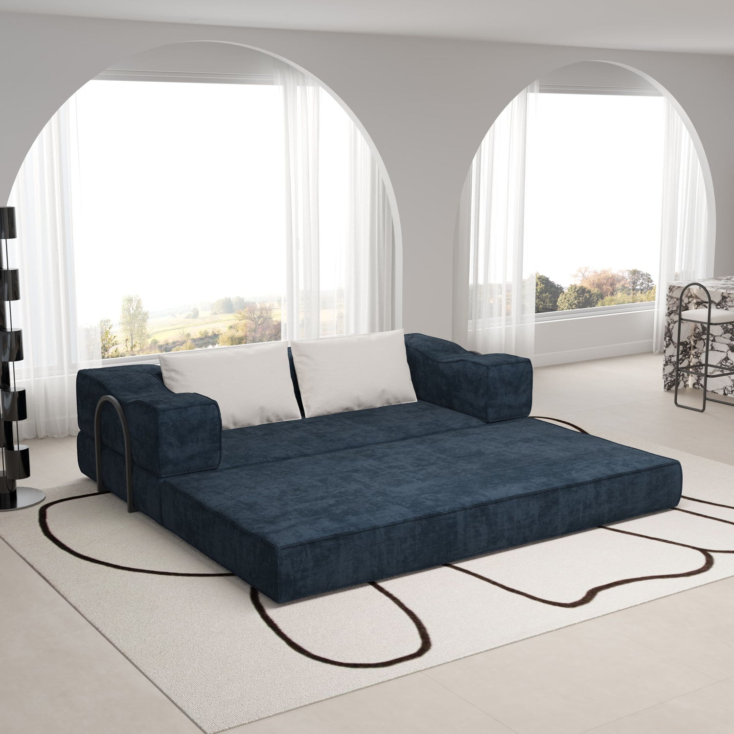 3 Seat Folding Floor Couch &amp; King Size Bed Mattress