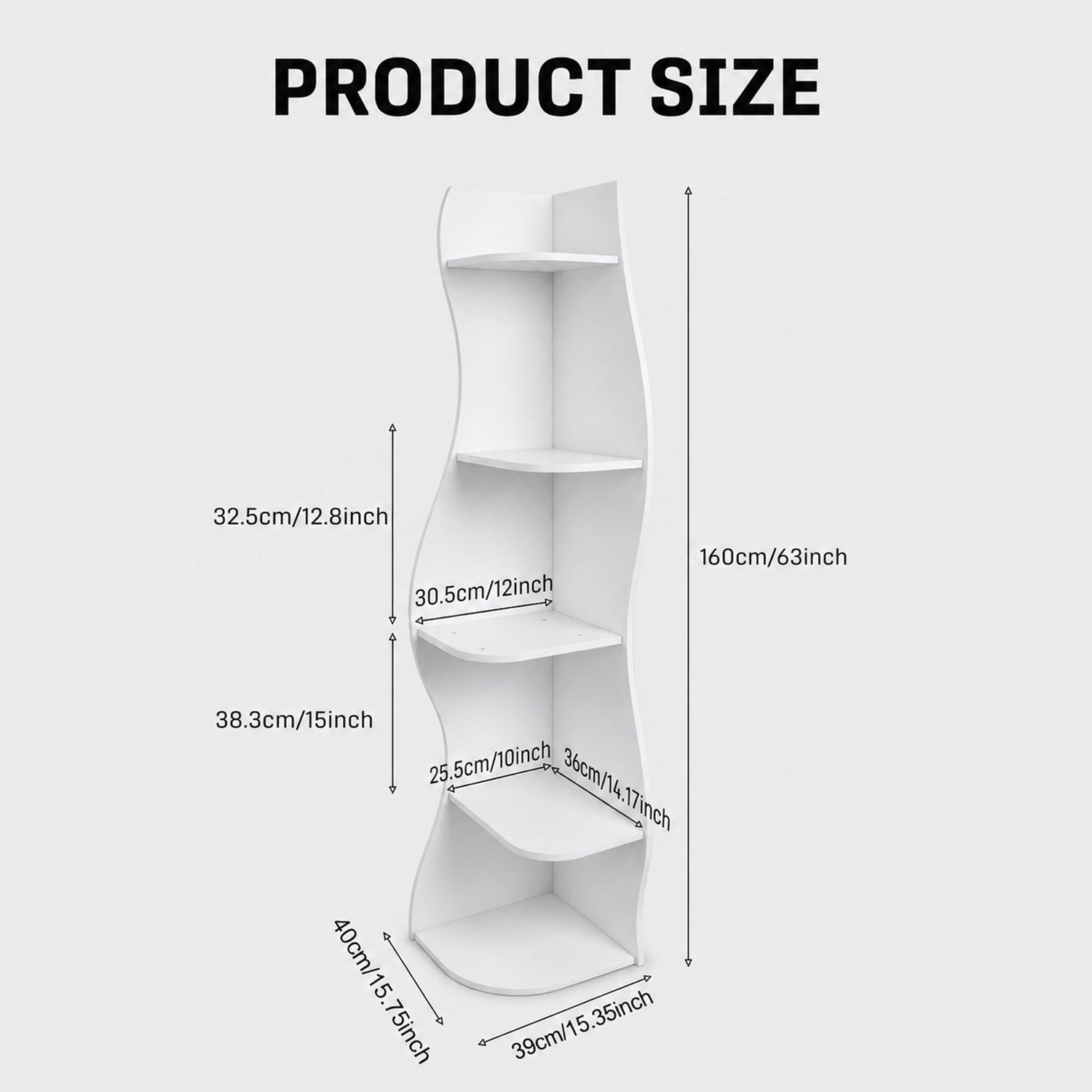 5 Tier S - Shaped Corner Shelf For Living Room