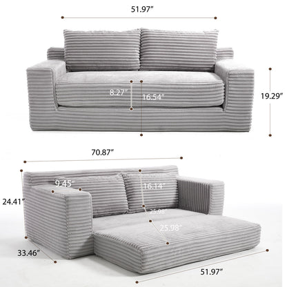 Convertible Loveseat Sofa Bed With Memory Foam &amp; Steel Frame