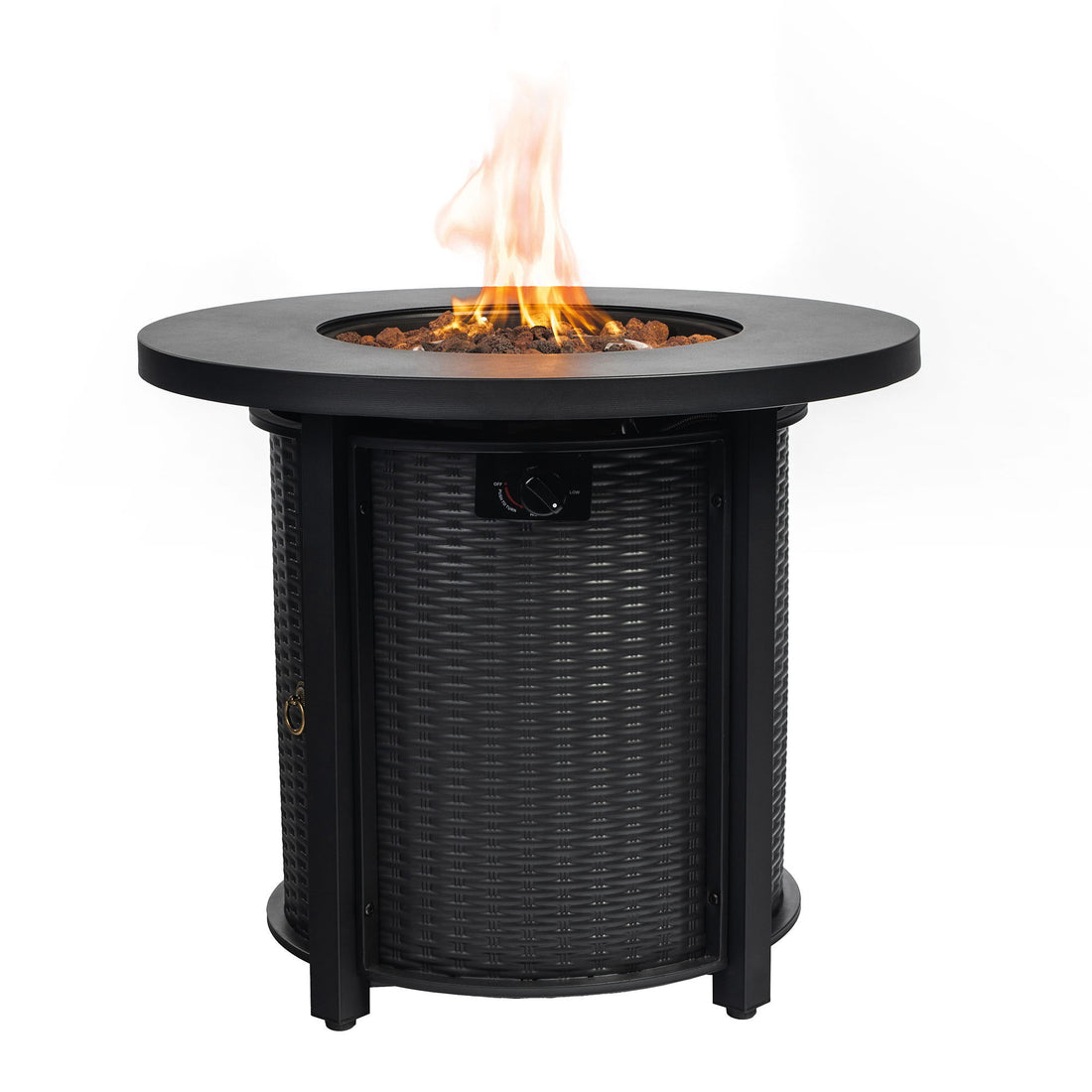 30&quot; Propane Round Fire Table 40000Btu Propane Fire Pit Table - Black