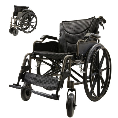 Lightweight Foldable Nursing Wheelchair For Adults Double X Force Support, 300Lbs Capacity, Breathable Cushion &amp; Anti Backflip Design With Tires, Adjustable Seat Belt, Quick Release Wheels - Gray