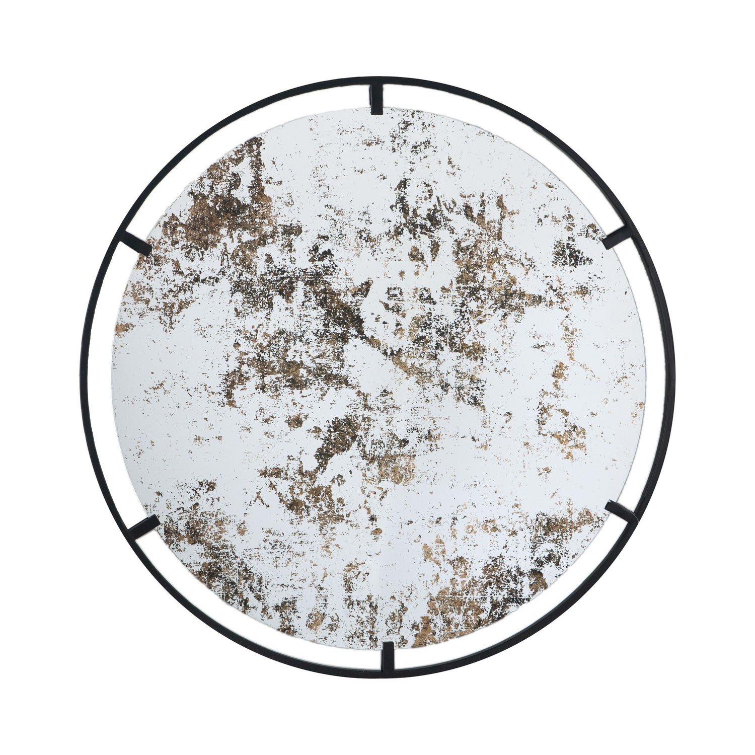Theodor - Mirror With Industrial Design Round Mirror With Metal Frame For Wall Decor &amp; Entryway Console Lean Against Wall - Black