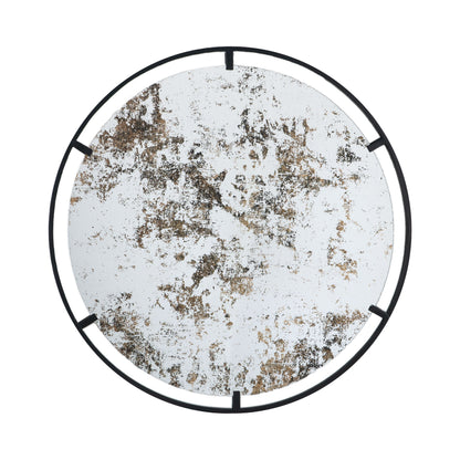 Theodor - Mirror With Industrial Design Round Mirror With Metal Frame For Wall Decor &amp; Entryway Console Lean Against Wall - Black