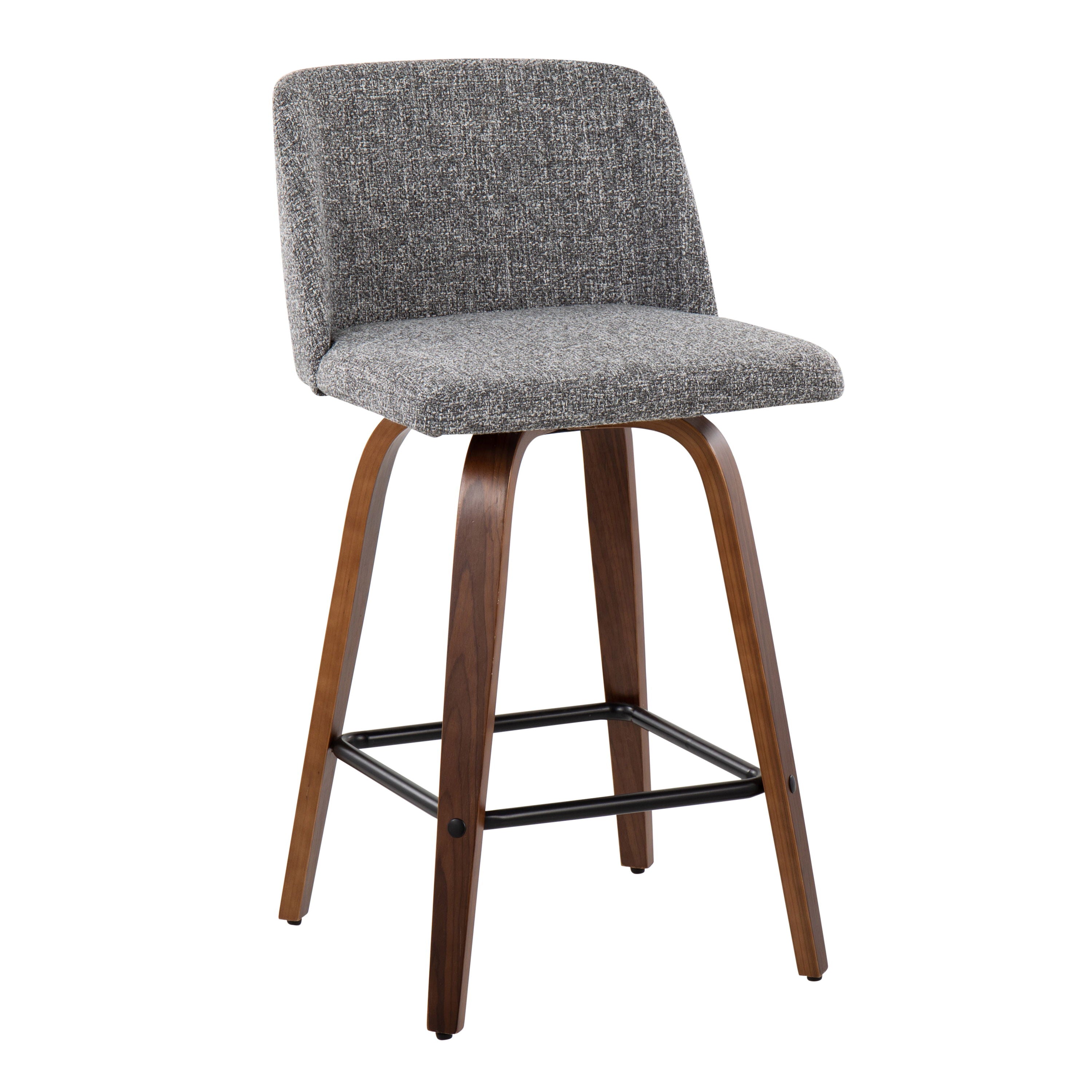 Toriano - Mid Century Modern Fixed Height Counter Stool &amp; Square Footrest (Set of 2)