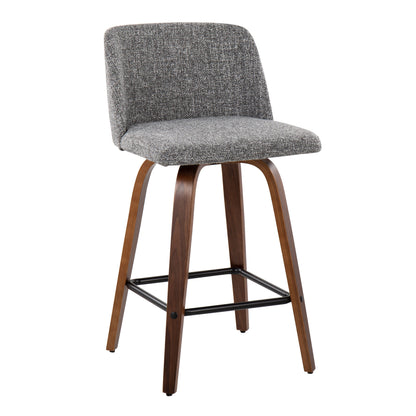 Toriano - Mid Century Modern Fixed Height Counter Stool &amp; Square Footrest (Set of 2)