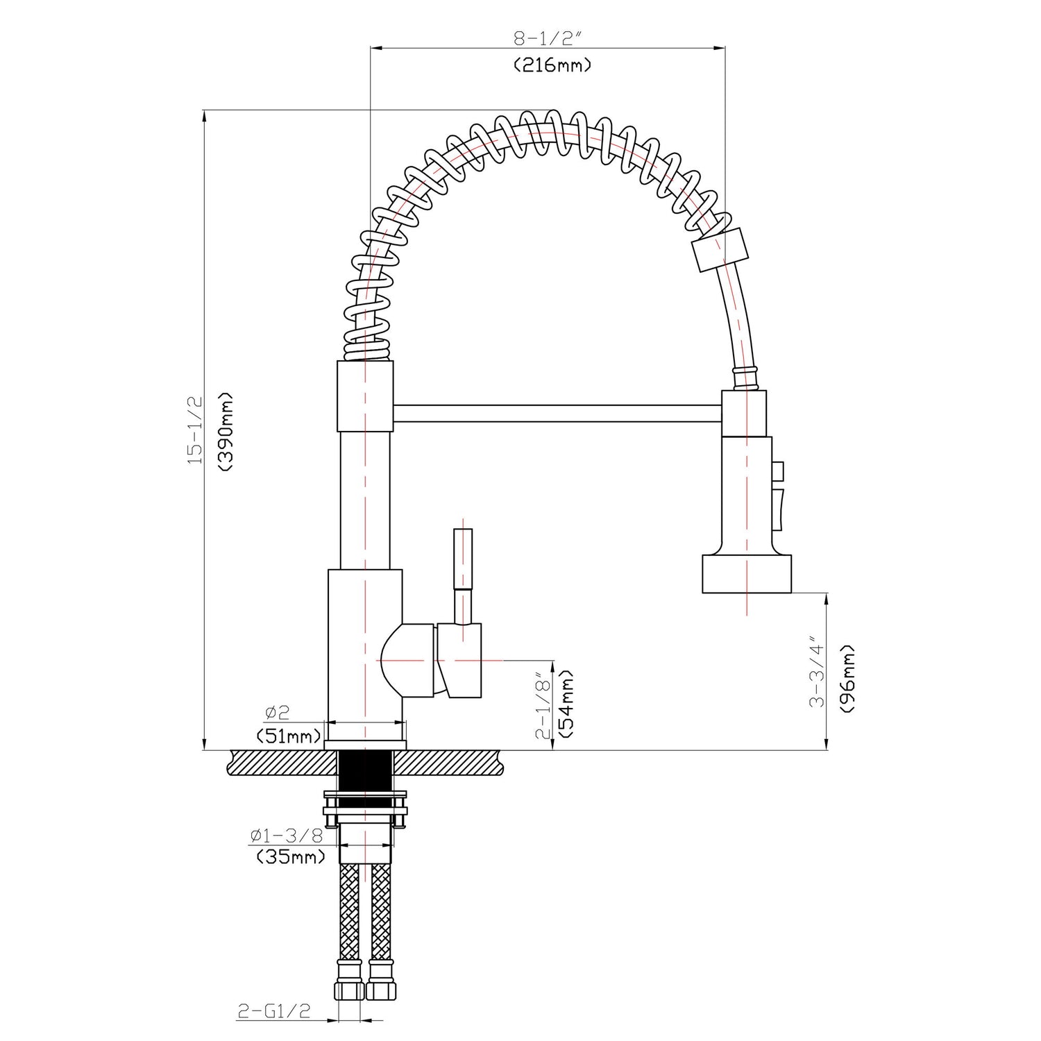 Kitchen Faucet With Pull Down Spray Head - Brushed Nickel