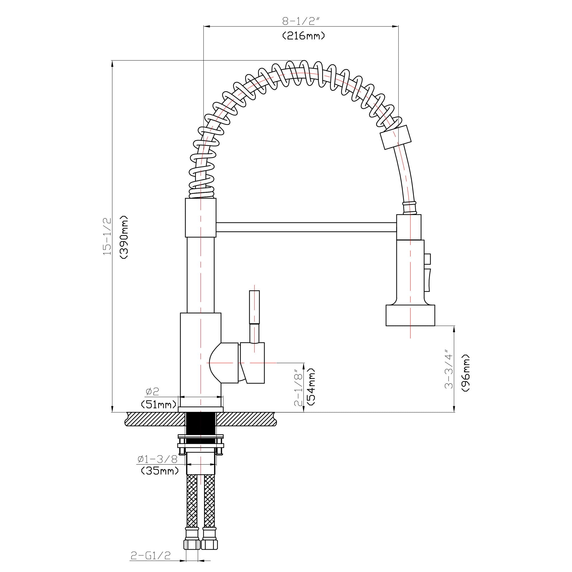 Kitchen Faucet With Pull Down Spray Head - Brushed Nickel