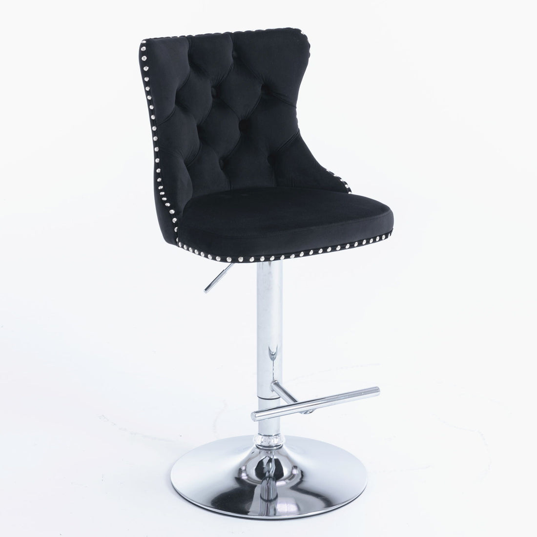 Swivel Velvet Barstools Adjusatble Seat Height From 25-33&quot;, Modern Upholstered Chrome Base Bar Stools With Backs Comfortable Tufted For Home Pub And Kitchen Island (Set of 2)