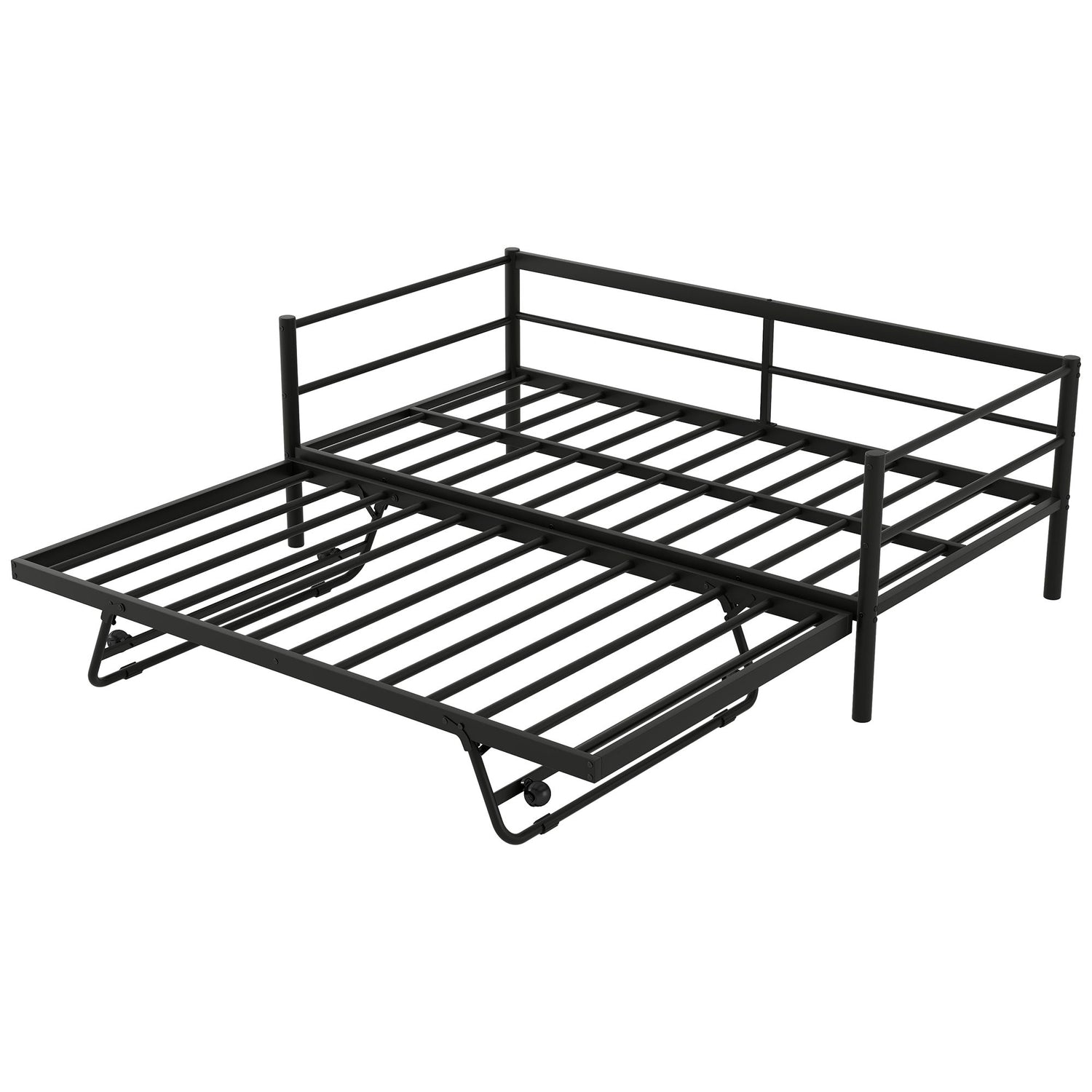 Industrial Metal Daybed With Adjustable Pop Up Trundle And LED Strip