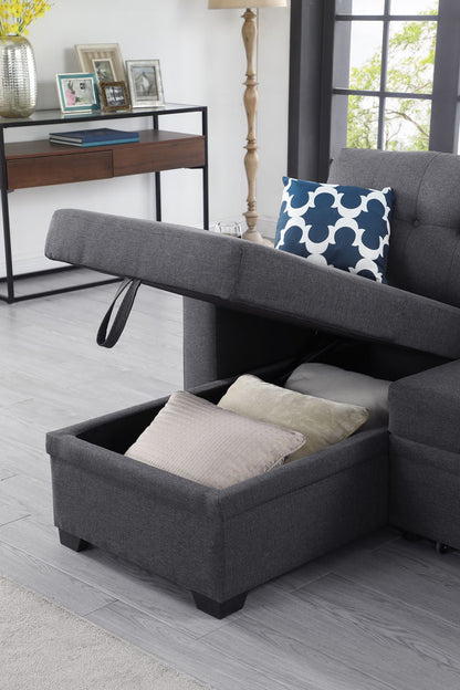 82&quot; Width Sectional With Storage Chaise And Cupholder Armrest
