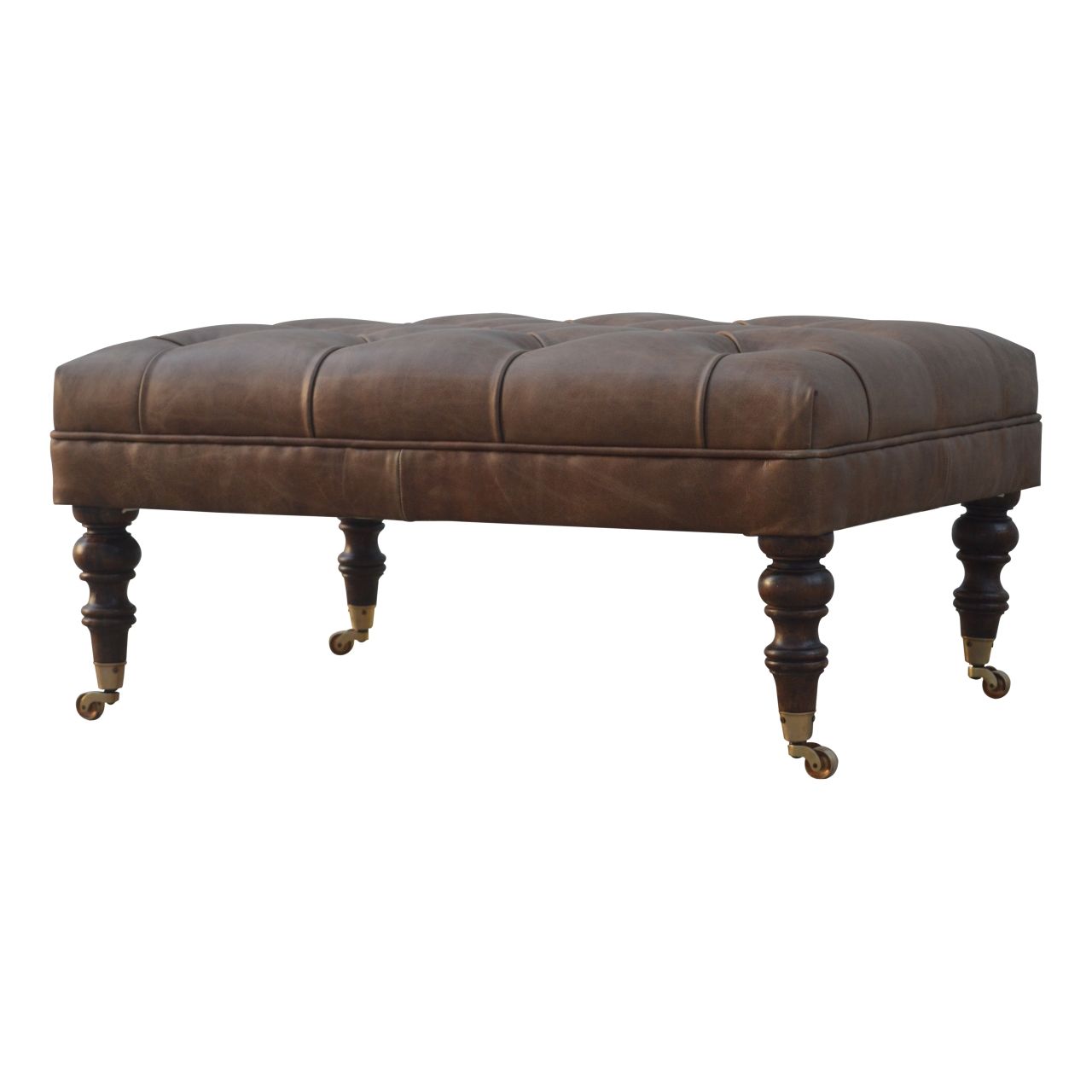 Buffalo - Leather Ottoman With Castor Legs
