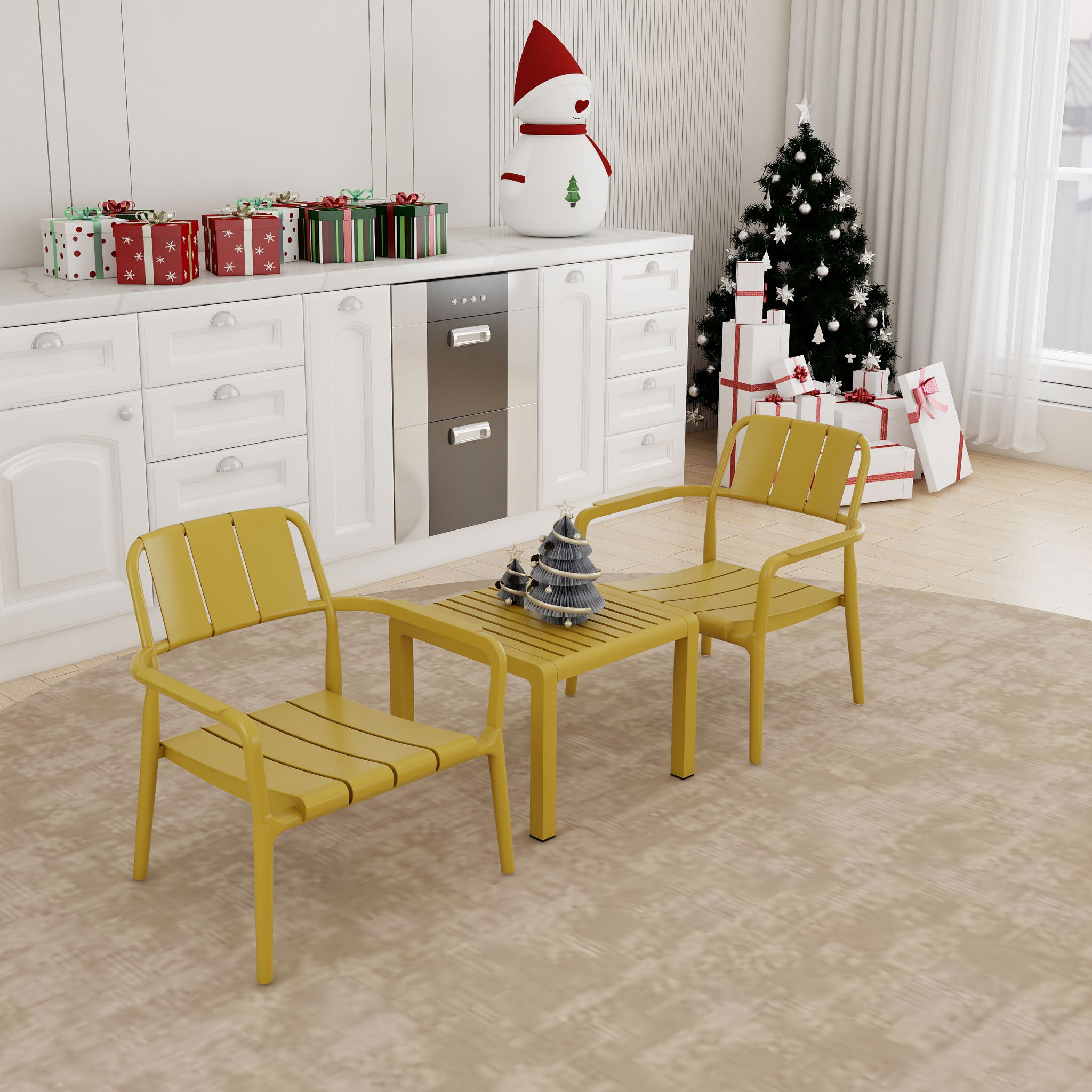 3 Piece Indoor / Outdoor Leisure Table And Chair Set